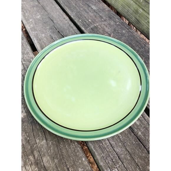 vintage Nasco stone ware Lime Glow stoneware Dinner Plate green dinnerware Japan - Picture 1 of 7